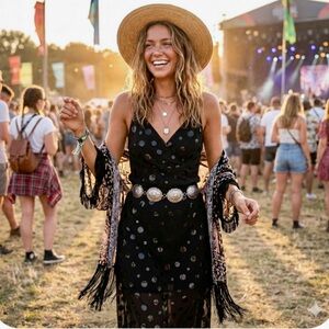 Y2K festival black dress